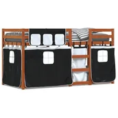 Łóżka dla dzieci i młodzieży - Łóżko piętrowe z zasłonkami, biało-czarne, 90x190 cm, sosnowe Lumarko! - miniaturka - grafika 1