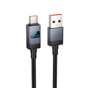 Kabel USB A do USB C Hoco 5A z wyświetlaczem 1 m X118 czarny - Kable USB - miniaturka - grafika 1