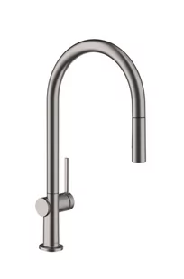 Hansgrohe Talis M54 Bateria kuchenna wysoka podokienna z wyciąganą wylewką czarny chrom szczotkowany 72801340 - Baterie kuchenne - miniaturka - grafika 1