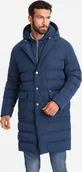 Kurtki męskie - Kurtka męska Ombre Długa pikowana kurtka męska z klapami i podpinką ciemnoniebieska V1 OM-JALJ-0177 M - miniaturka - grafika 1