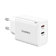 Ładowarki do telefonów - Ładowarka sieciowa GaN 2x USB-C PD 65W biała - miniaturka - grafika 1