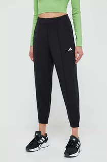 Spodnie damskie - adidas Performance spodnie treningowe Train Essentials kolor czarny gładkie - grafika 1
