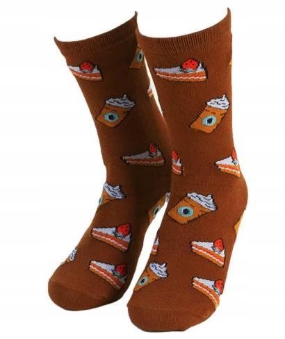 KOLOROWE SKARPETKI SKARPETY KAWA CIASTKO BRĄZOWE ŚMIESZNE PREZENT
