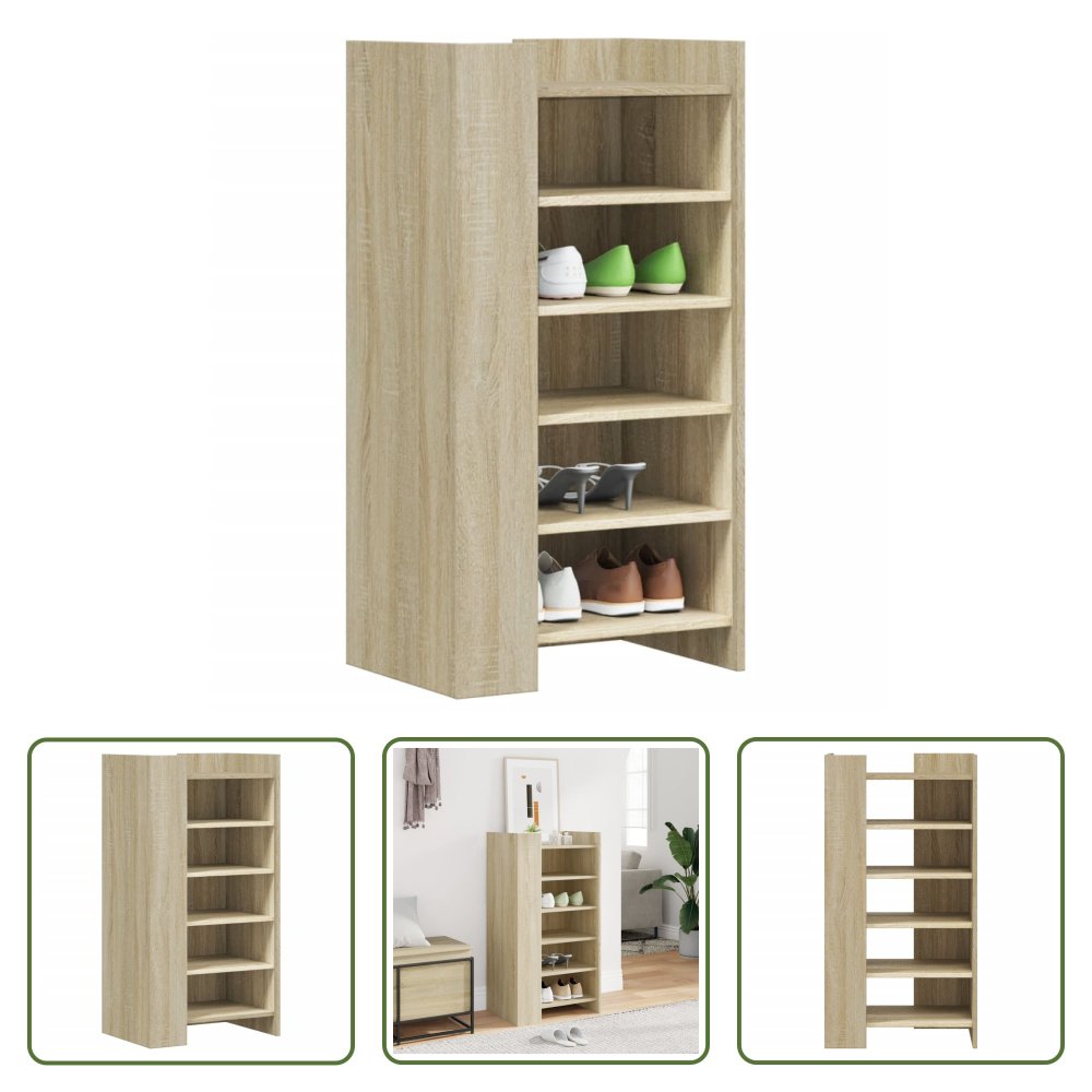 The Living Store Szafka na buty dąb sonoma 52x37,5x100 cm Materiał drewnopochodny