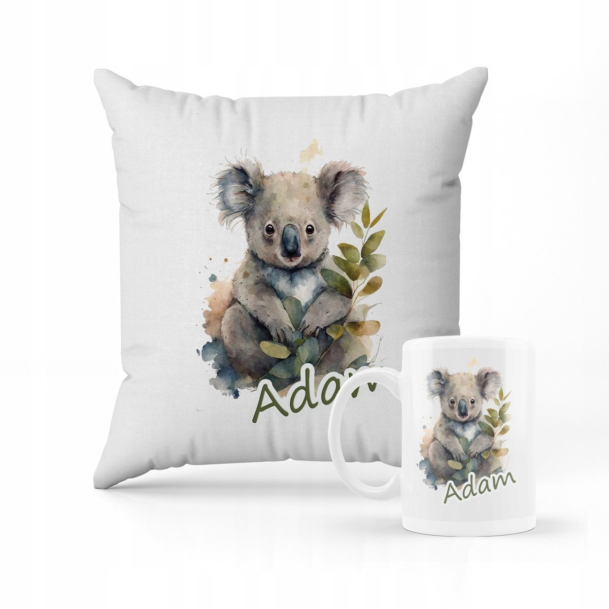 ZESTAW PODUSZKA + KUBEK Prezent miś koala + IMIĘ