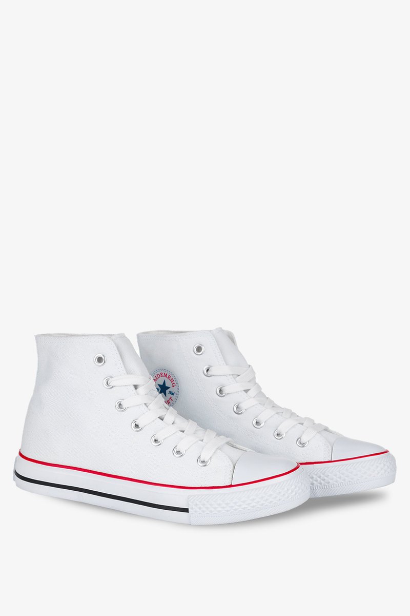 Białe trampki wysokie damskie sznurowane Casu 29-11-21-W-39