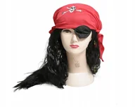 Dodatki do strojów karnawałowych - Pirat Peruka Czarne Włosy Strój Przebranie Piratka - miniaturka - grafika 1