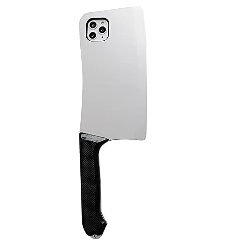 Yesunktt dla iPhone 13 kreatywny uroczy wysoka imitacja fałszywy zabawny silikonowy nóż kuchenny ochrona przed upadkiem etui na telefon biały