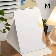 Lusterka do makijażu - TEMU 1 szt. Przenośny składany lusterko do makijażu ze sztucznej skóry - biały - powierzchnia szkła HD, 4 rozmiary dostępne, kompaktowy design - miniaturka - grafika 1