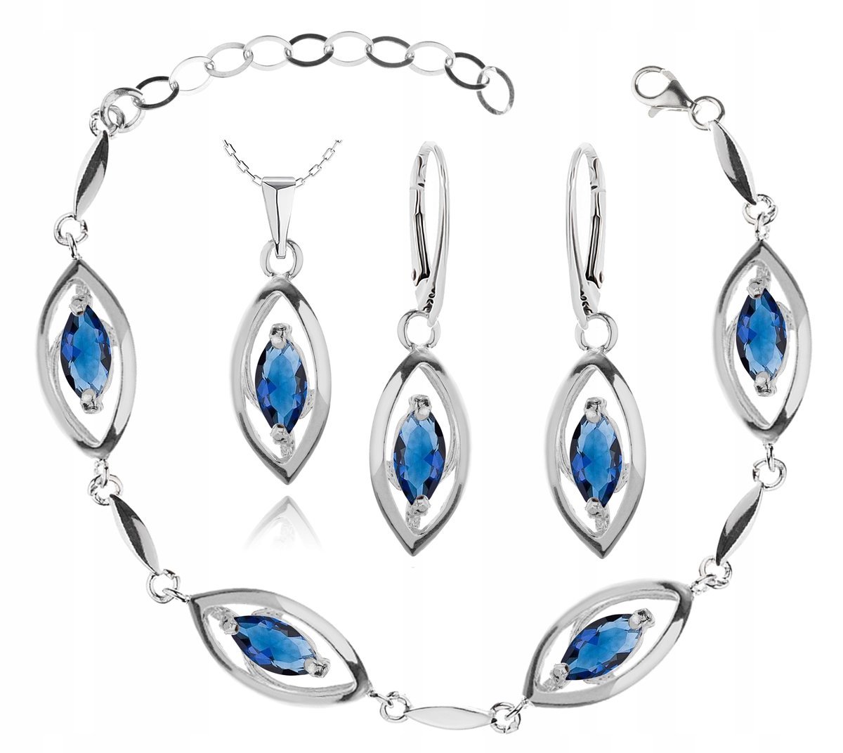 Komplet Biżuterii Z Niebieskimi Cyrkoniami Angiels