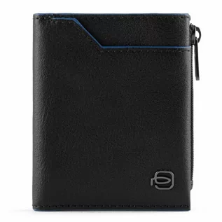 Portfele - Piquadro Niebieski kwadratowy portfel skórzany 8 cm black - grafika 1