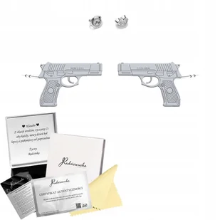 Kolczyki Srebrne PISTOLET Sztyfty 925 Prezent Biżuteria DEDYKACJA GRATIS - Kolczyki - miniaturka - grafika 1