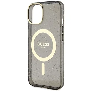 Guess GUHMP14SHCMCGK iPhone 14 6.1" czarny/black hardcase Glitter Gold MagSafe - Etui i futerały do telefonów - miniaturka - grafika 6