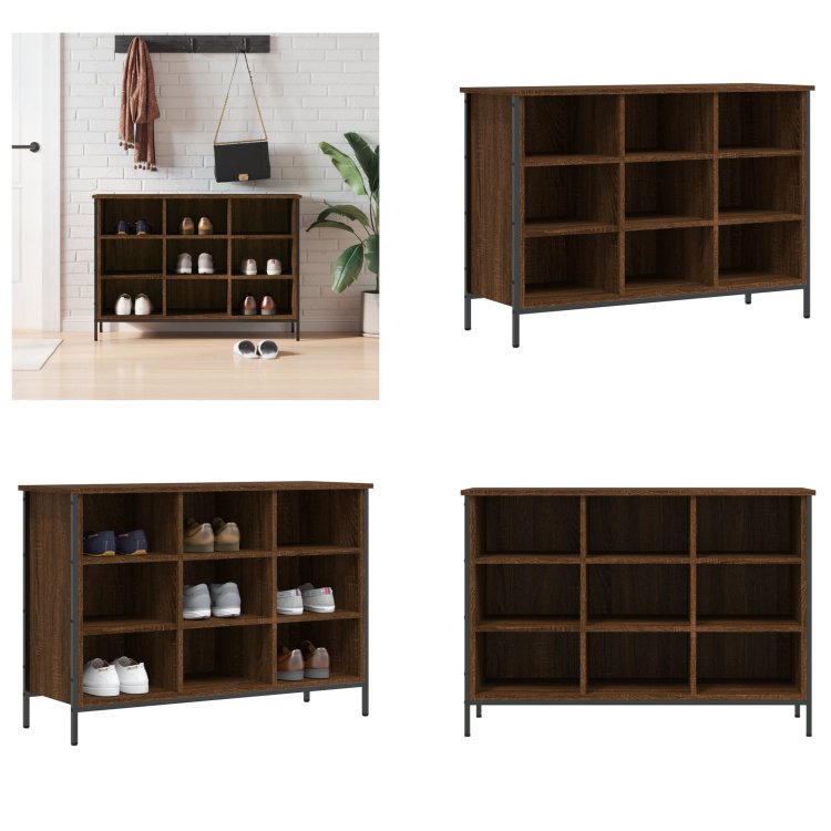 vidaXL Stojak na buty brązowy dąb 100x35x70 cm materiał drewnopochodny - Stojak na buty - Półki na buty - Szafka na buty - Przechowywanie butów