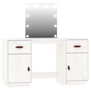 Lumarko Toaletka z LED, vit, lite drewno sosnowe - Toaletki - miniaturka - grafika 3