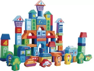 ECOTOYS Drewniane klocki edukacyjne miasto 100 szt. sorter 1355 - Sortery dla dzieci - miniaturka - grafika 1