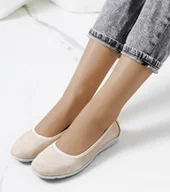 Mokasyny damskie - Beżowe skórzane baleriny Elmas -38 - miniaturka - grafika 1