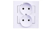 Gniazdka elektryczne - LEDart podwójne bez uziemienia, z ramką - Ospel Sonata GP-2R/00, kolor biały, 16A/250V - miniaturka - grafika 1