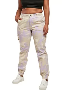 Spodnie damskie - Urban Classics Damskie spodnie cargo z wysokim stanem Spodnie Kobiety , Purple Camo , 33 - grafika 1