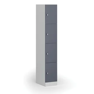 Szafka ubraniowa ze schowkami, 4 schowki, 1850 x 300 x 500 mm, zamek obrotowy, drzwi ciemnoszare - Szafki biurowe - miniaturka - grafika 1