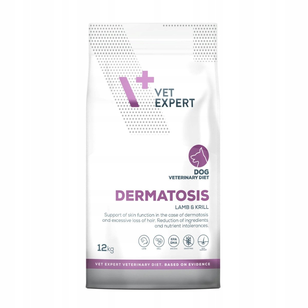 VET EXPERT Veterinary Diet Dermatosis Dog Lamb & Krill - sucha karma dla psa - 12kg