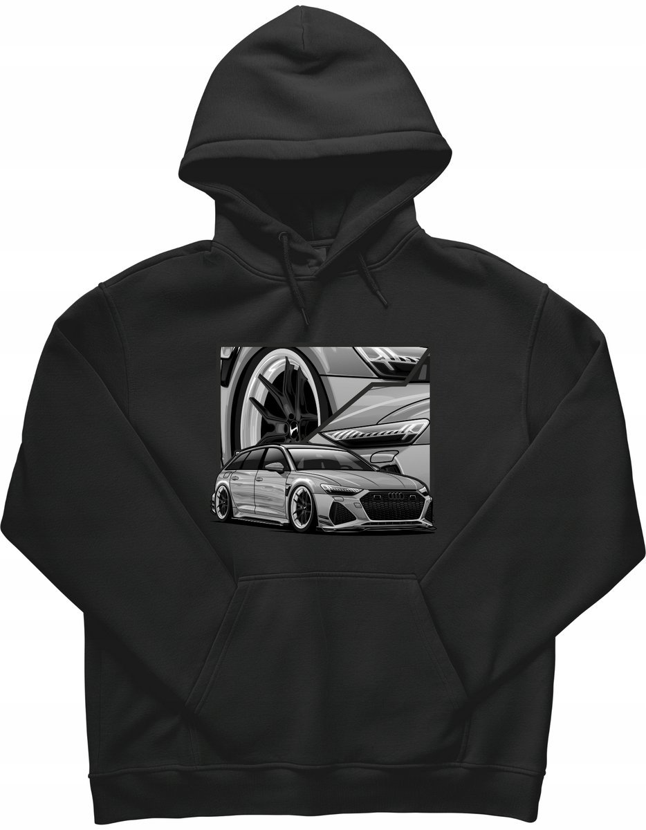 Bluza dziecięca RS6 Audi dla Syna motoryzacyjna Czarna kaptur R-12-14 A578