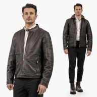 Kurtki męskie - Kurtka Męska Mauritius Pilotka Skóra Naturalna z kapturem Ciemny Brąz Brązowy 3XL - miniaturka - grafika 1