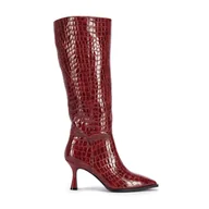 Półbuty męskie - Damskie kozaki z lakierowanej skóry croco na szpilce - miniaturka - grafika 1