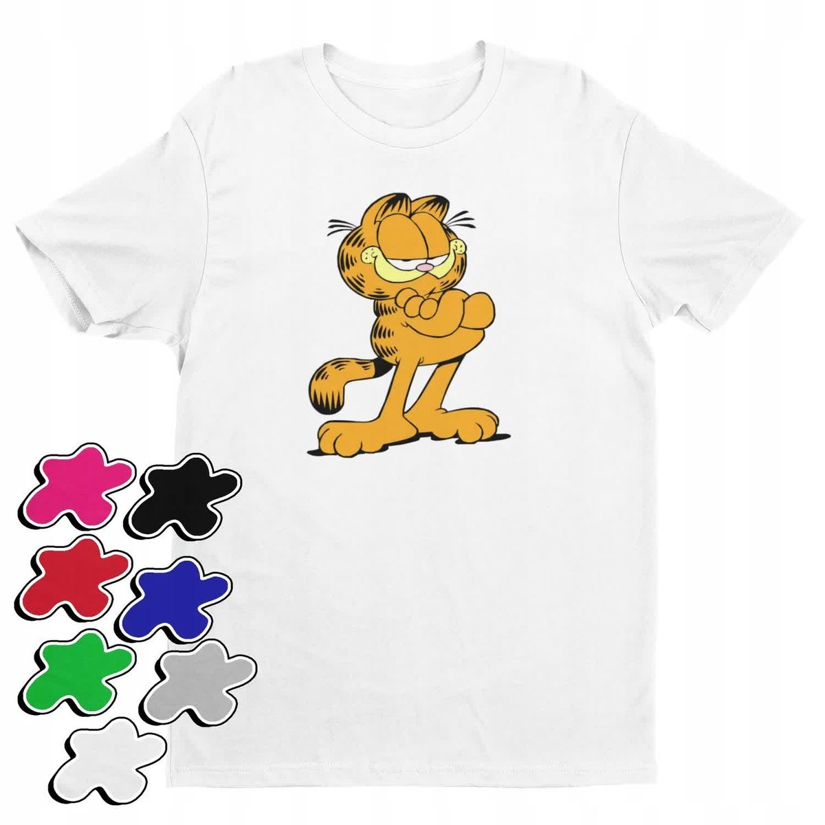 Koszulka T-Shirt Dziecięca Z Nadrukiem Garfield Kot Lasagne -M 134-140