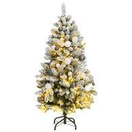 Choinki - vidaXL Sztuczna choinka na zawiasach, 150 lampek LED i bombki, 150 cm - miniaturka - grafika 1