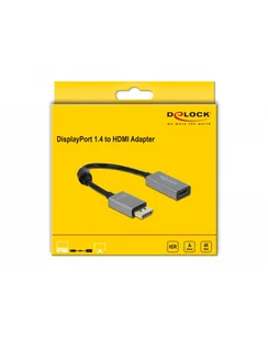 Kabel adapter Delock DisplayPort 1.4 - HDMI M/F 0,2m szary 4K 60Hz - Kable komputerowe i do monitorów - miniaturka - grafika 1