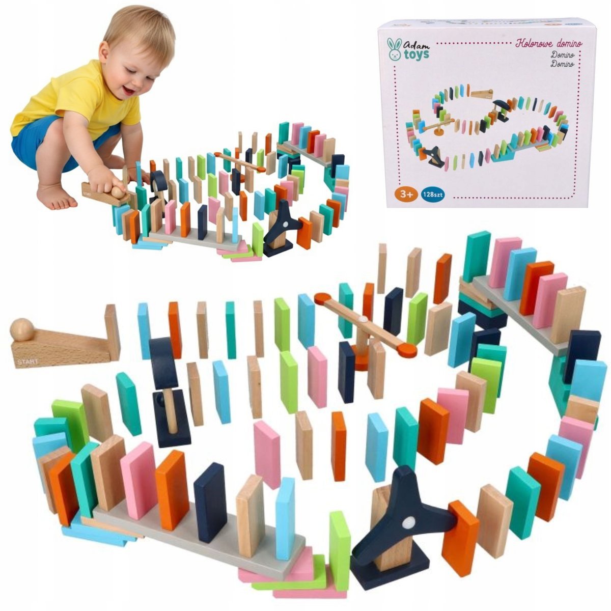 DOMINO DREWNIANE KOLOROWE KLOCKI DREWNIANE DLA DZIECKA 120 SZT KLOCKÓW