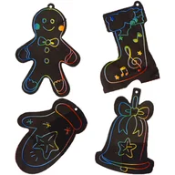 Zabawki kreatywne - WYDRAPYWANKI ŚWIĄTECZNE zawieszki zdrapki na choinkę bombki DIY 4 szt - miniaturka - grafika 1