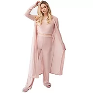 Swetry damskie - OHS Damski, różany dżersej Marl długi rękaw Maxi kardigan damski chłopak otwarty przód, średni - miniaturka - grafika 1