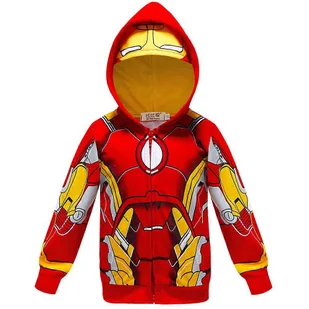 Chłopięca bluza na wiosnę i jesień Kurtka Dziecięca bluza z kapturem Cartoon Zipper Cienka C0022 Czerwony Iron Man 140cm - Bluzy dla chłopców - miniaturka - grafika 1