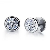 Kolczyki - Kolczyki męskie stal chirurgiczna srebrne okrągłe wkrętki cyrkonie - miniaturka - grafika 1