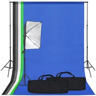 Lampy studyjne - Vidaxl Zestaw Studyjny Z Lampą Softbox I Tłem - miniaturka - grafika 1