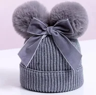 Czapki dla dzieci - Czapka dziecięca z kokardą - szara KP21305 - miniaturka - grafika 1