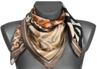 Apaszki i szaliki damskie - Chusta damska apaszka SATYNOWA gawroszka GB-58 mix print brąz - miniaturka - grafika 1