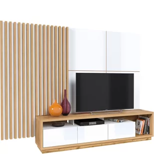 Meblościanka Duża TYP-10 Celine Helvetia Wieruszów Czarny Super Mat / Dąb Wotan - Inne meble do salonu - miniaturka - grafika 1