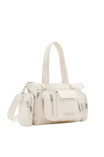 Desigual Women's Accessories Nylon Hand Bag, White, biały - Torebki damskie - miniaturka - grafika 1