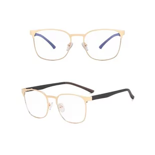 Solidne okulary zerówki do komputera BLUE LIGHT złoto-czarne z flexami 25126A - Okulary korekcyjne, oprawki, szkła - miniaturka - grafika 1