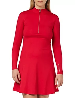 Sukienki - Calvin Klein Damska sukienka o linii A, z zamkiem błyskawicznym, krój i rozkloszowanie, Candy Apple, M, Candy Apple, M - grafika 1