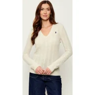 Swetry damskie - POLO RALPH LAUREN Wełniany sweter KIMBERLY Slim Fit z dodatkiem kaszmiru - miniaturka - grafika 1