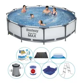 Baseny ogrodowe - Basen wraz z akcesoriami - Bestway Steel Pro MAX 366x76 cm - Okrągły - miniaturka - grafika 1