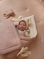 Rożki i beciki - Lniany rożek kwiat dla niemowlaka "Pudrowy róż" - miniaturka - grafika 1
