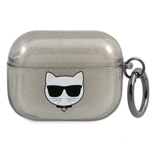 Apple Karl Lagerfeld Etui Karl Lagerfeld KLAPUCHGK AirPods Pro cover czarny/black Glitter Choupette KLD586BLK - Akcesoria do słuchawek - miniaturka - grafika 1