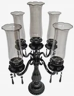 Świeczniki - Kandelabra szklana czarna 69 cm świecznik KANDELABR x5 2559-4 - miniaturka - grafika 1