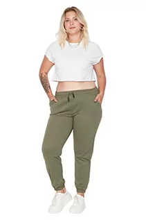 Spodnie damskie - Trendyol Damskie spodnie dresowe do biegania plus size, khaki, XL, Khaki, XL - grafika 1