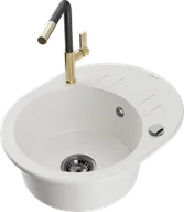 Zlewozmywaki z baterią - Mexen Kevin zlewozmywak granitowy 1-komorowy z ociekaczem i baterią kuchenną Flora, biały - 6517-20-670401-57-B - miniaturka - grafika 1